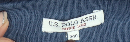 U.S. Polo Assn. Boys Blue Pullover Hoodie 9-10 Years Cotton Blend Sweatshirt