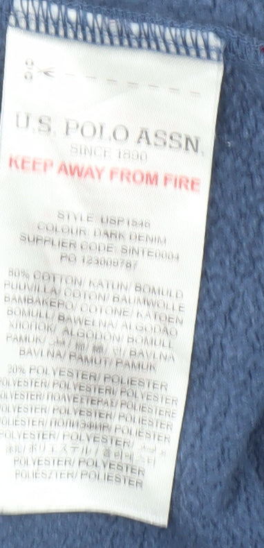 U.S. Polo Assn. Boys Blue Pullover Hoodie 9-10 Years Cotton Blend Sweatshirt