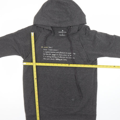 Manuka Life Women’s Grey Pullover Hoodie XS UK 8 Cotton Blend Yoga Top