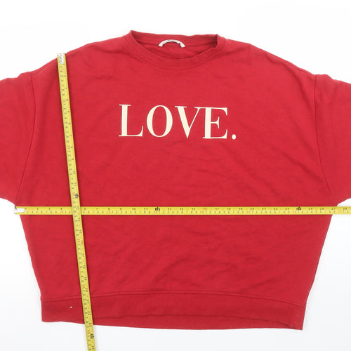 Tu Women Red LOVE. Graphic Pullover Sweatshirt Size M