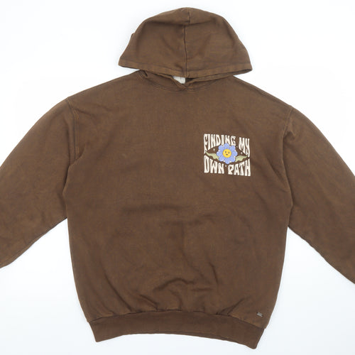 Pull&Bear Teen Brown 'Finding My Own Path' Hoodie Size S