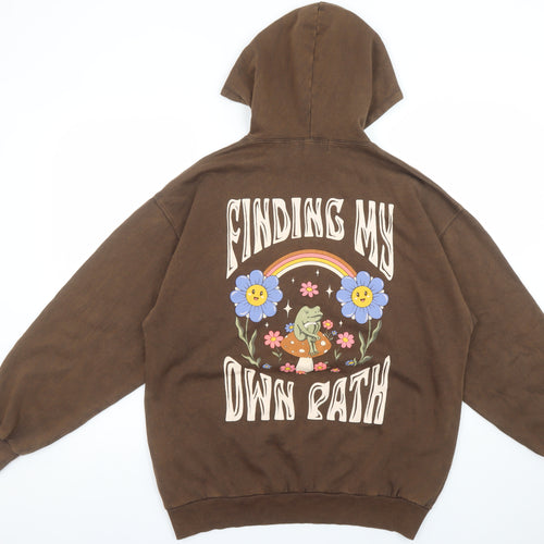 Pull&Bear Teen Brown 'Finding My Own Path' Hoodie Size S