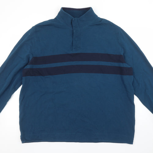 Marks and Spencer Men's Blue 2XL Henley Sweatshirt Cotton