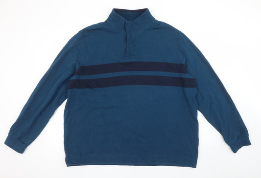 Marks and Spencer Men's Blue 2XL Henley Sweatshirt Cotton