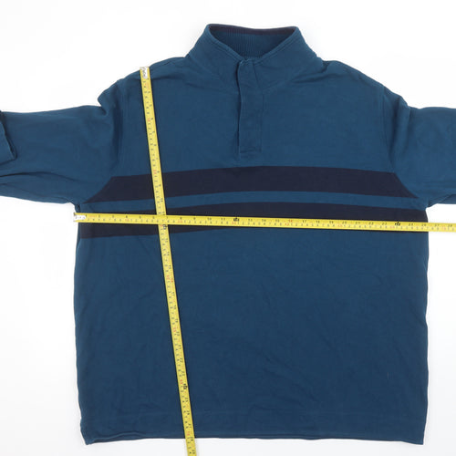 Marks and Spencer Men's Blue 2XL Henley Sweatshirt Cotton