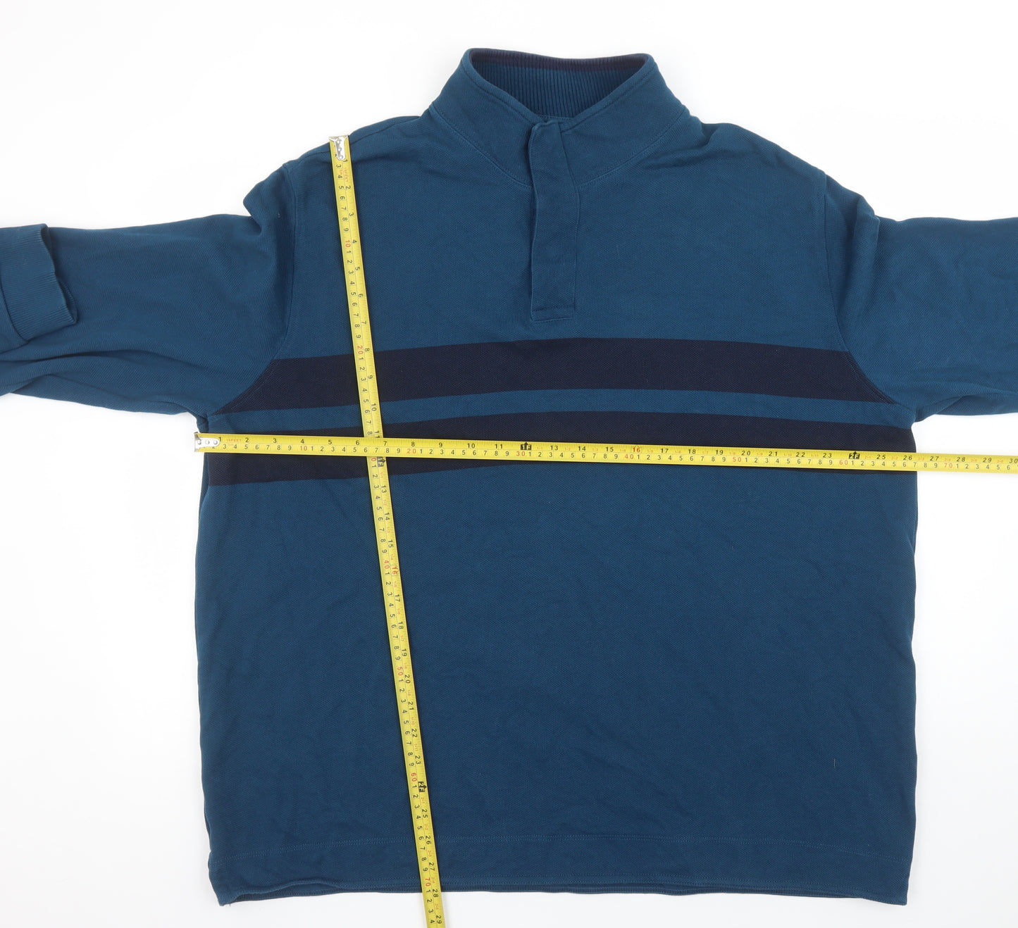 Marks and Spencer Men's Blue 2XL Henley Sweatshirt Cotton