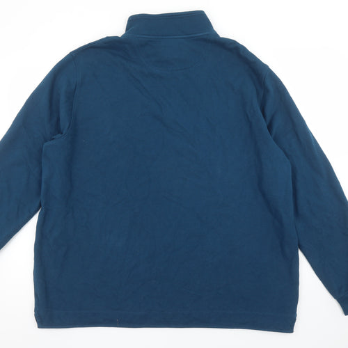 Marks and Spencer Men's Blue 2XL Henley Sweatshirt Cotton
