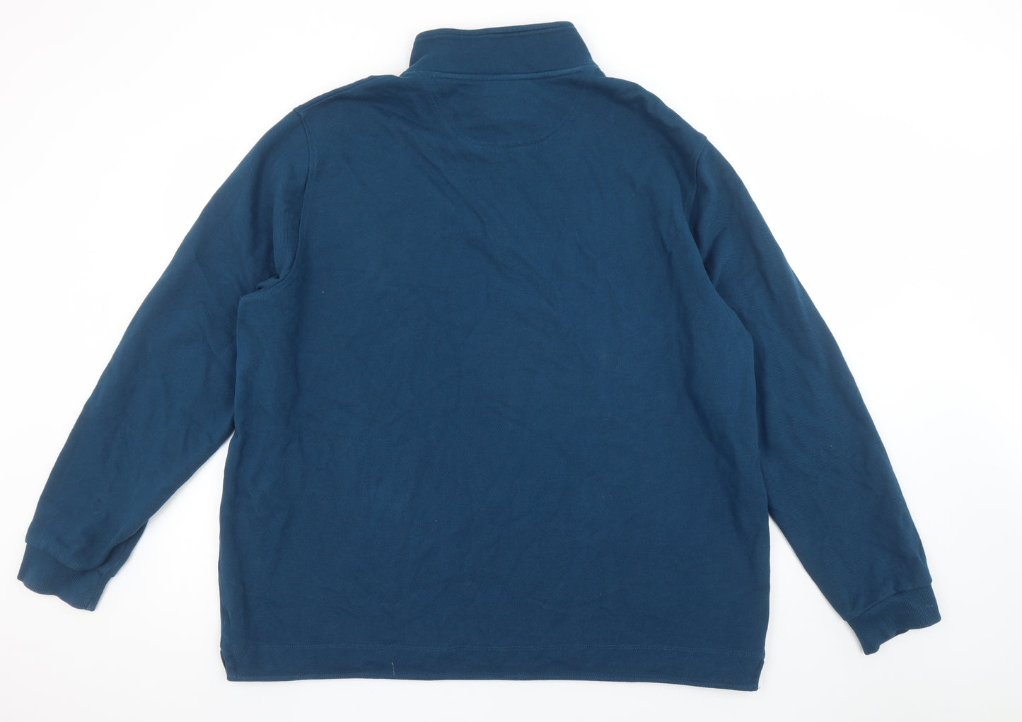 Marks and Spencer Men's Blue 2XL Henley Sweatshirt Cotton