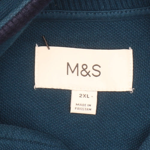 Marks and Spencer Men's Blue 2XL Henley Sweatshirt Cotton
