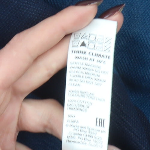 Marks and Spencer Men's Blue 2XL Henley Sweatshirt Cotton