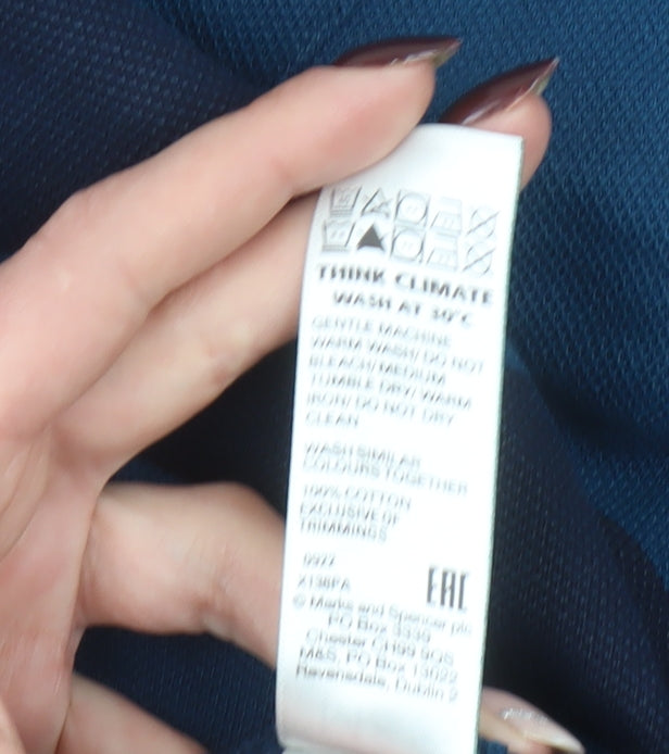 Marks and Spencer Men's Blue 2XL Henley Sweatshirt Cotton