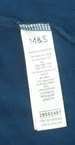 Marks and Spencer Men's Blue 2XL Henley Sweatshirt Cotton