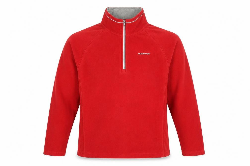 Front view of Craghoppers Men's Red XL Fleece Half Zip Pullover Sweatshirt
