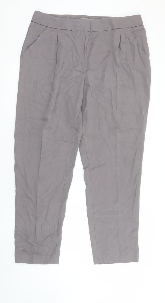 Marks and Spencer Women Grey Tapered Lyocell Trousers UK 16