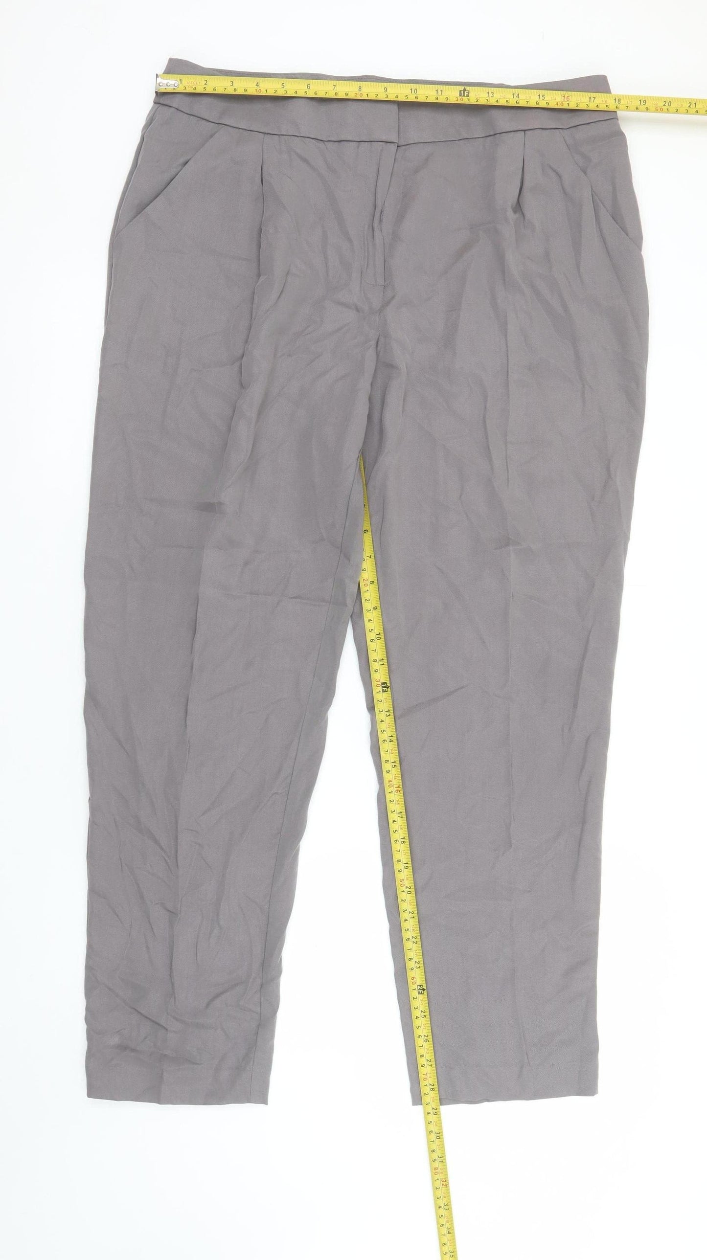 Marks and Spencer Women Grey Tapered Lyocell Trousers UK 16