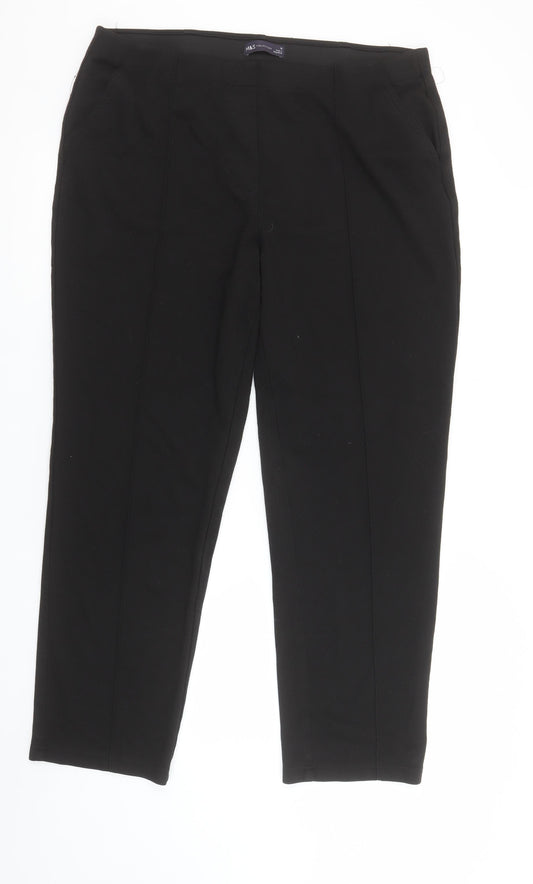 Marks and Spencer Women's Black Regular Fit Stretch Trousers Size 18