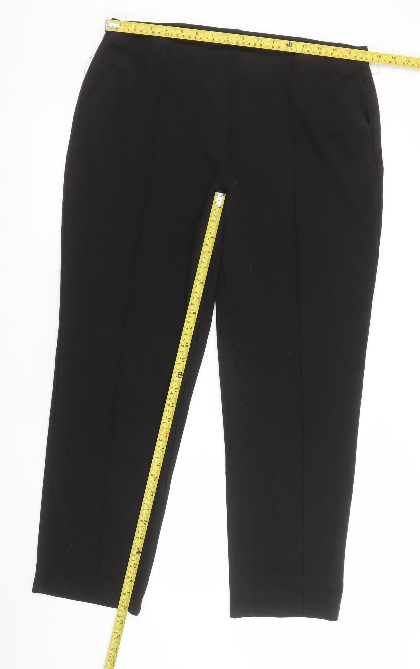 Marks and Spencer Women's Black Regular Fit Stretch Trousers Size 18