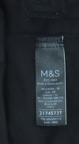Marks and Spencer Women's Black Regular Fit Stretch Trousers Size 18