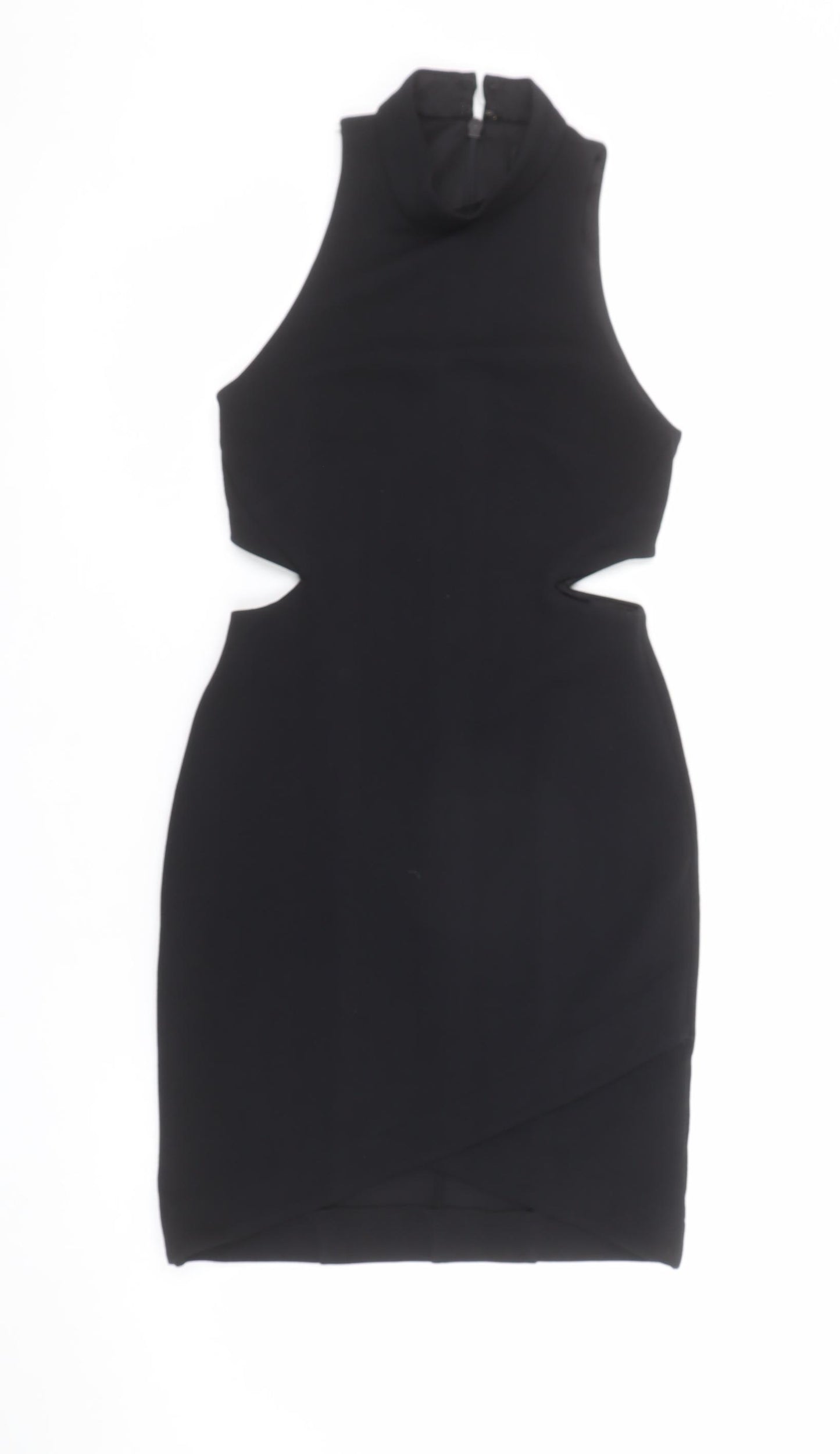 Topshop Women’s Black Size 6 Bodycon High Neck Cut Out Mini Dress