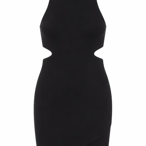 Topshop Women’s Black Size 6 Bodycon High Neck Cut Out Mini Dress
