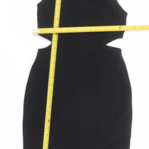 Topshop Women’s Black Size 6 Bodycon High Neck Cut Out Mini Dress