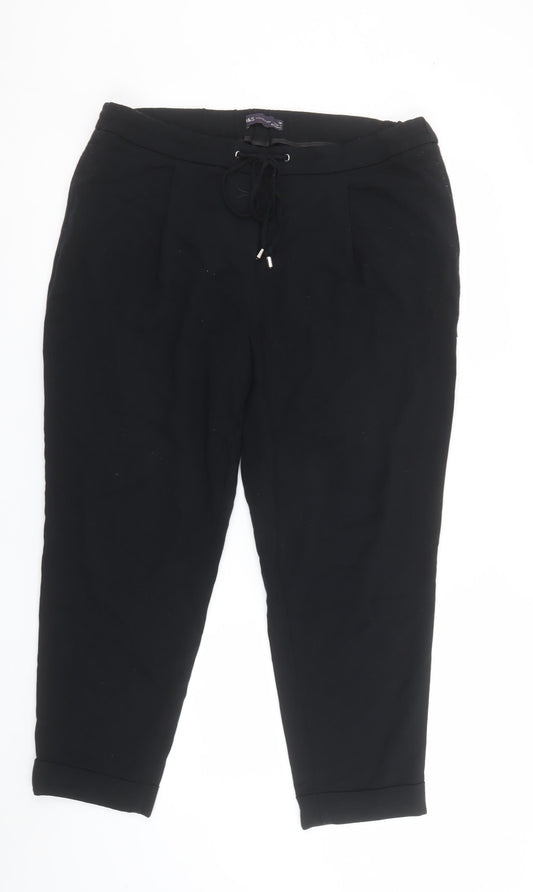 Marks and Spencer Womens Black Size 14 Cropped Tapered Trousers
