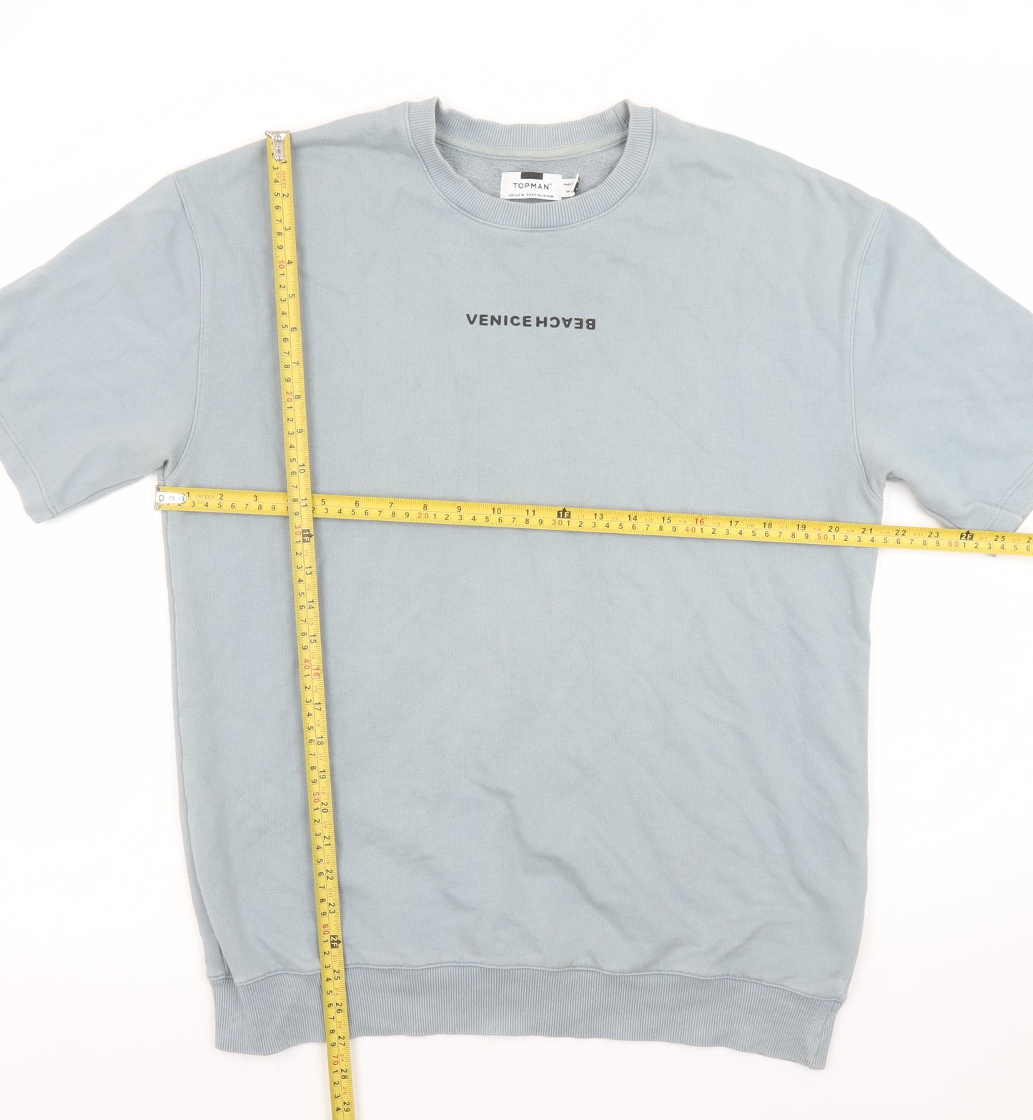 Topman Mens Blue Venice Beach Graphic T-Shirt Size M Regular Fit