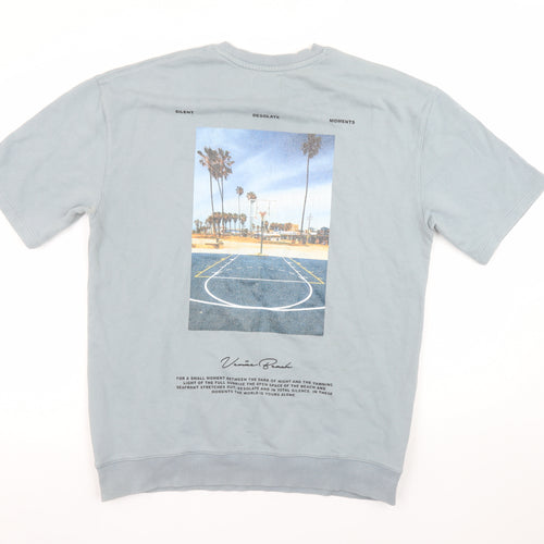 Topman Mens Blue Venice Beach Graphic T-Shirt Size M Regular Fit