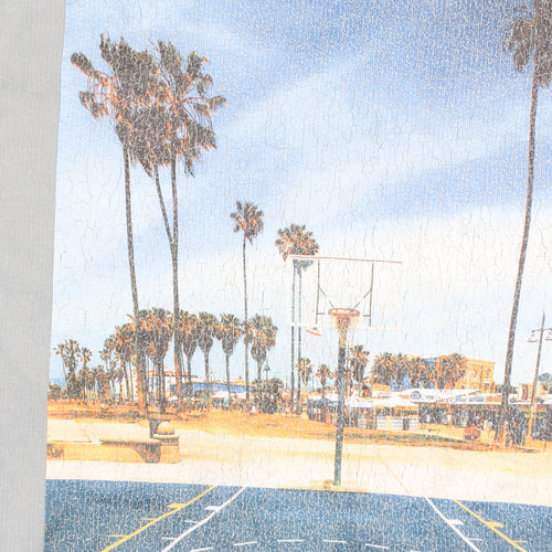 Topman Mens Blue Venice Beach Graphic T-Shirt Size M Regular Fit