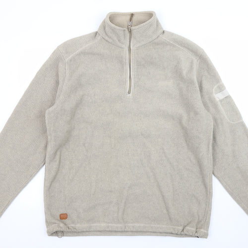 Regatta Men's Beige 1/4 Zip Fleece Sweatshirt L Outdoor Pullover