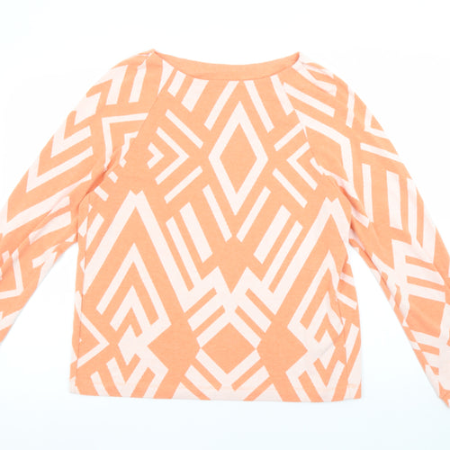 Street One Women's Orange Geometric Long Sleeve Pullover Size 12