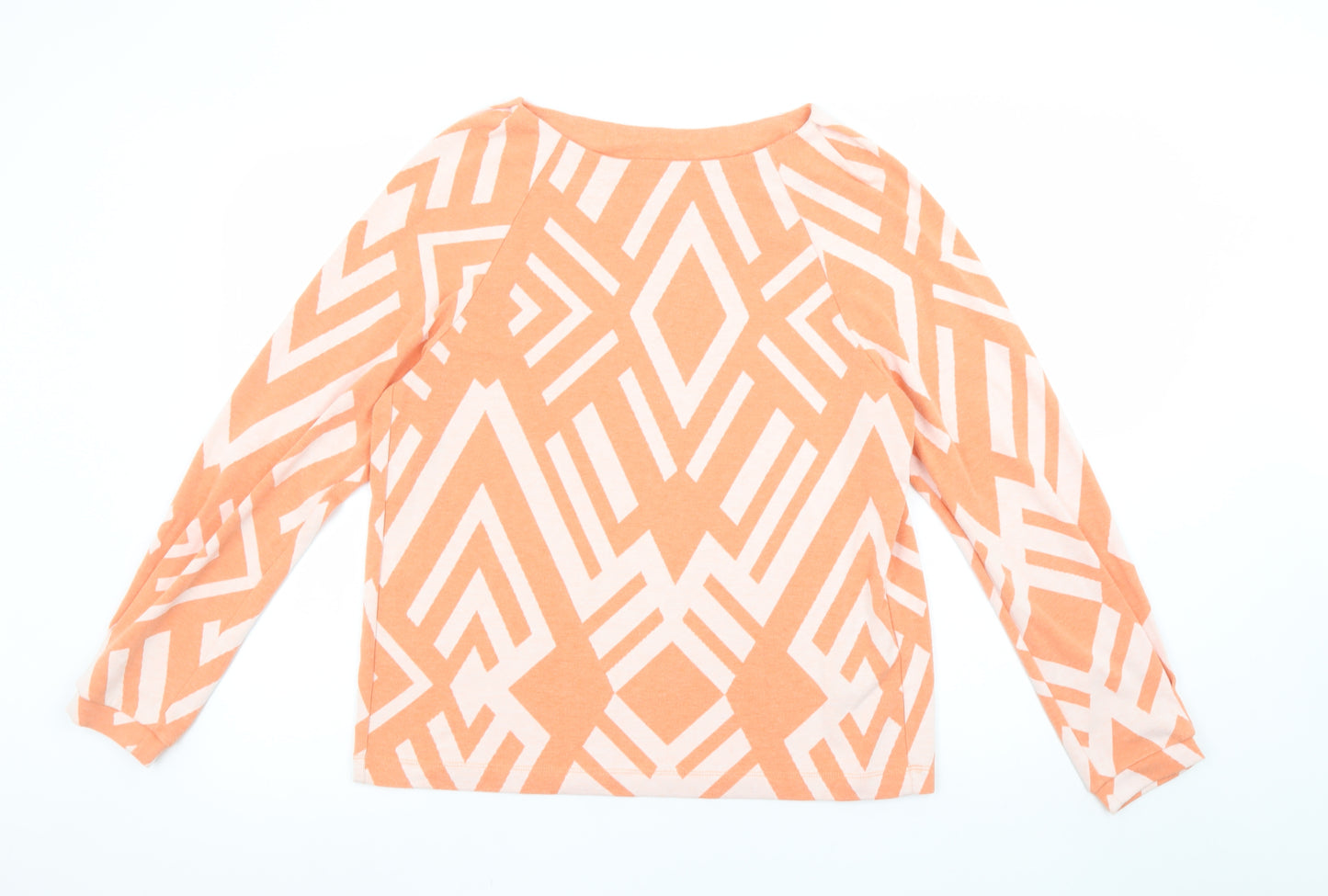 Street One Women's Orange Geometric Long Sleeve Pullover Size 12