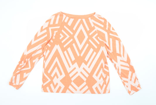 Street One Women's Orange Geometric Long Sleeve Pullover Size 12