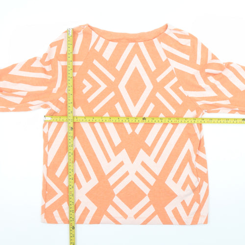 Street One Women's Orange Geometric Long Sleeve Pullover Size 12