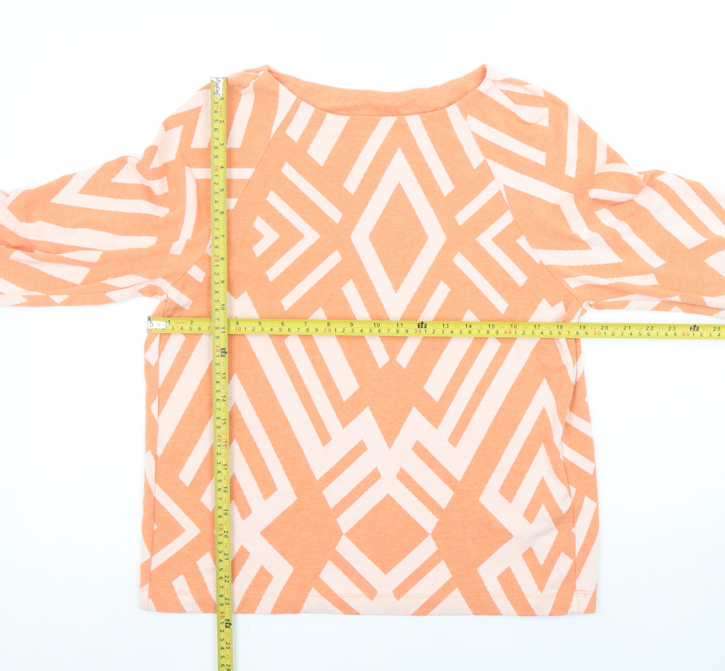 Street One Women's Orange Geometric Long Sleeve Pullover Size 12