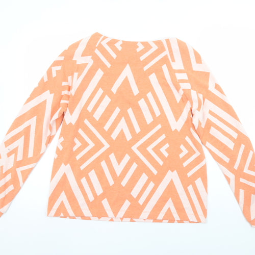 Street One Women's Orange Geometric Long Sleeve Pullover Size 12