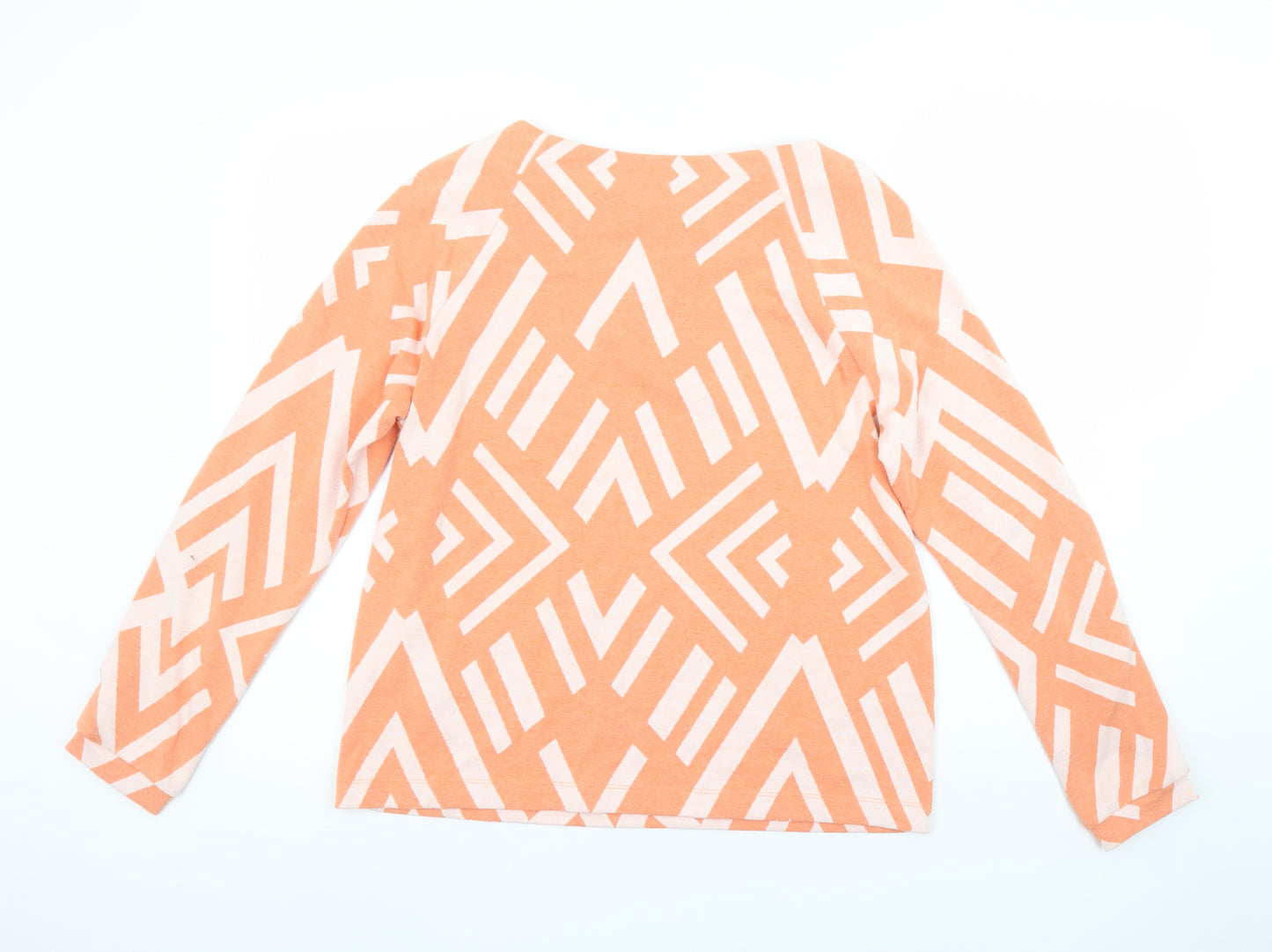 Street One Women's Orange Geometric Long Sleeve Pullover Size 12