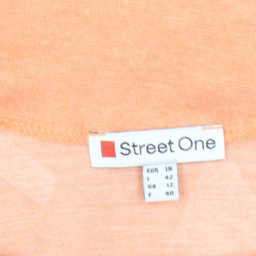 Street One Women's Orange Geometric Long Sleeve Pullover Size 12