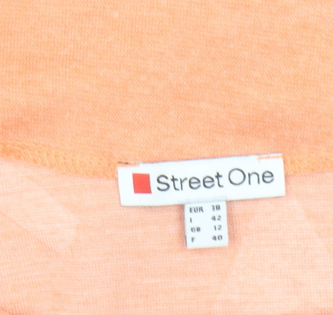 Street One Women's Orange Geometric Long Sleeve Pullover Size 12