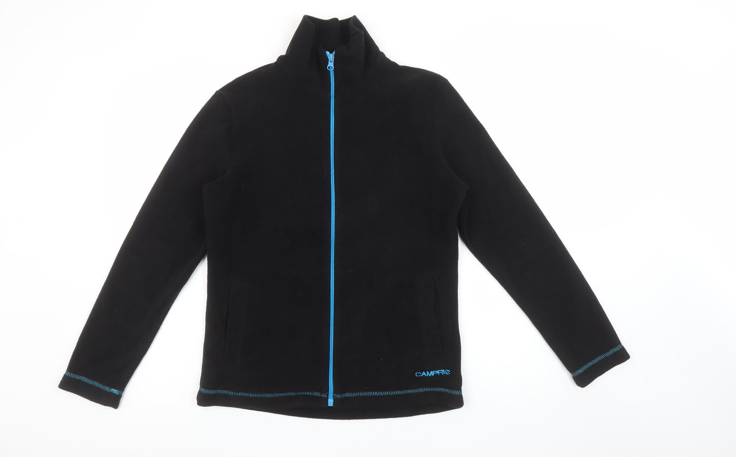 Campri Women Black Fleece Full Zip Jacket Size 8