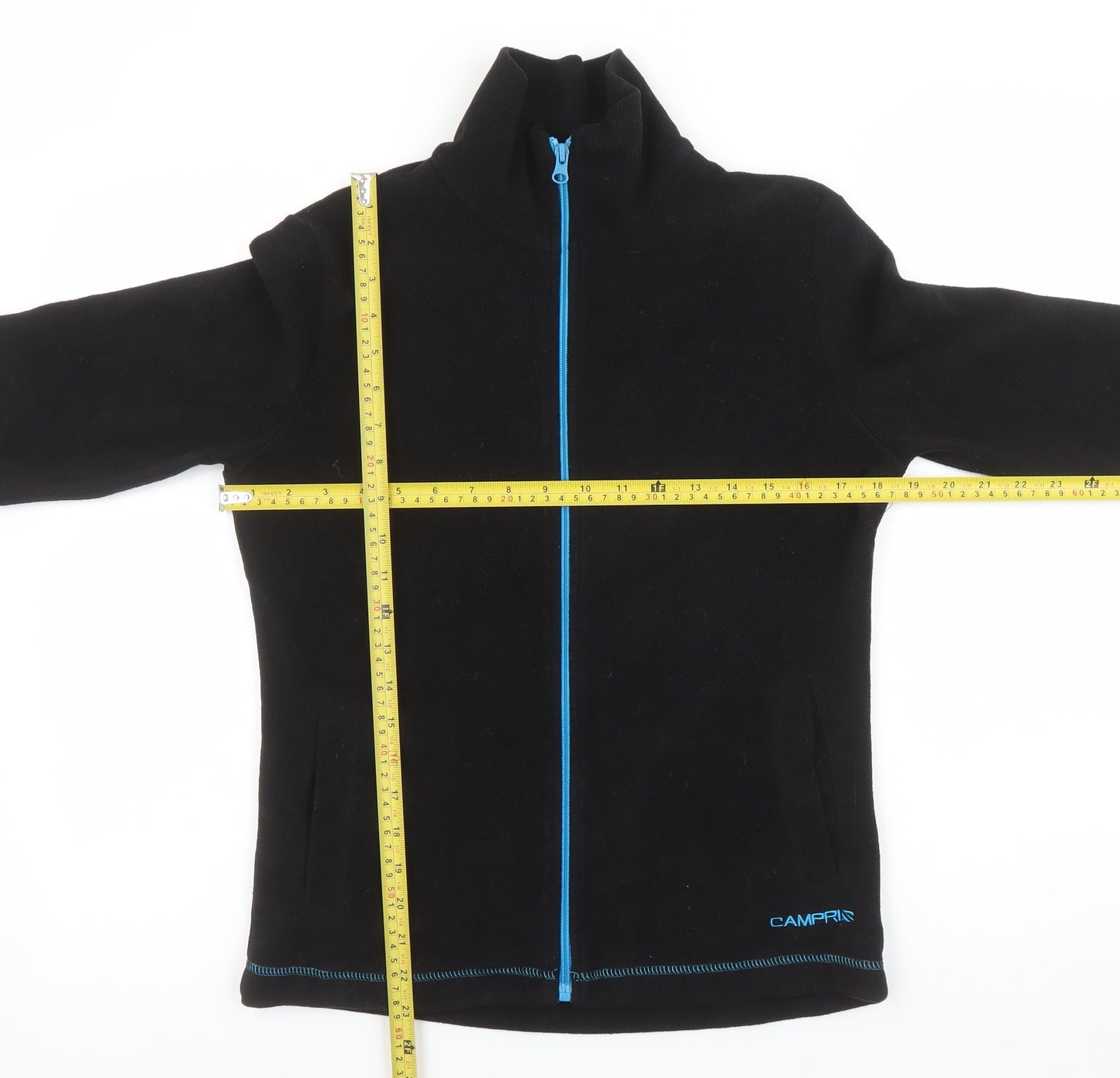 Campri Women Black Fleece Full Zip Jacket Size 8