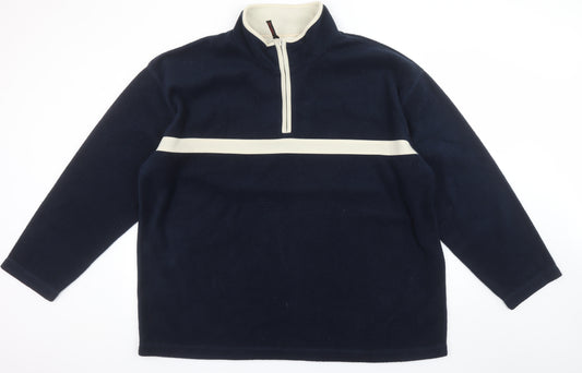 C&A Men’s Navy Blue 3XL Fleece 1/4 Zip Pullover Sweatshirt