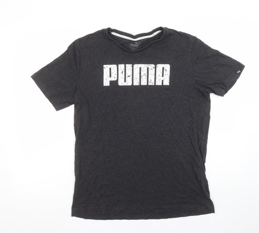 Puma Men's Black Cotton Crew Neck Short Sleeve Sports T-Shirt Size M