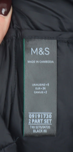 Marks and Spencer Women's Black Size 6 Puffer Jacket Down Filled
