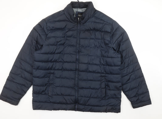 Identic Men’s Blue Puffer Jacket 2XL Regular Fit Lightweight Winter Coat