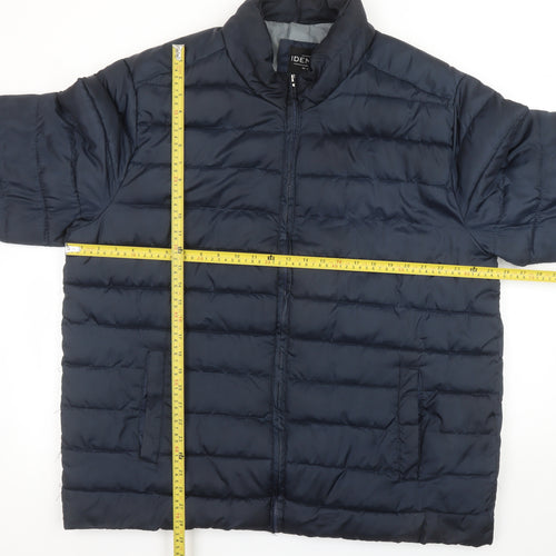 Identic Men’s Blue Puffer Jacket 2XL Regular Fit Lightweight Winter Coat