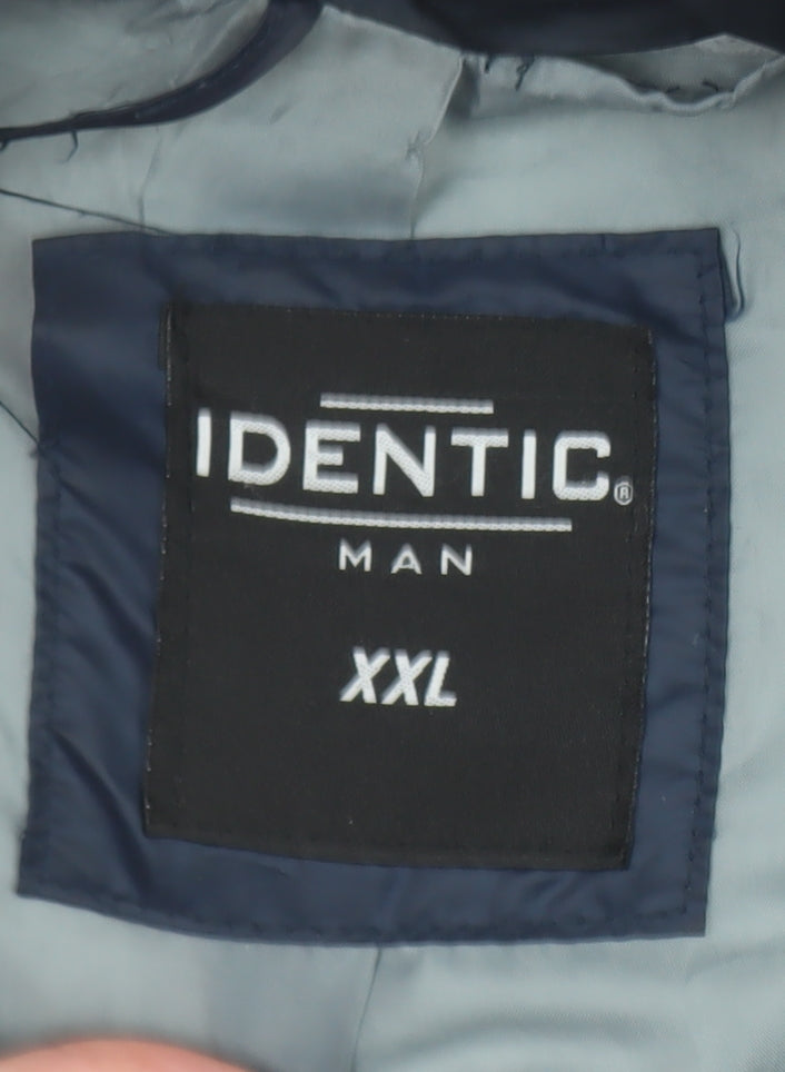 Identic Men’s Blue Puffer Jacket 2XL Regular Fit Lightweight Winter Coat