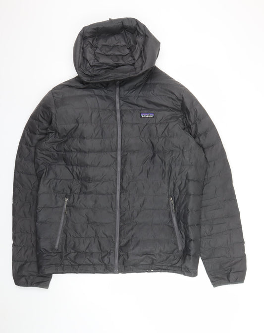 Patagonia Men's Black Down Hooded Puffer Jacket Size L