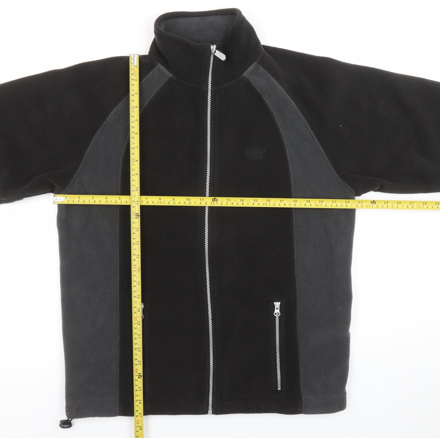 Cotton Traders Mens Black Fleece Zip Jacket Size M Outdoor Casual