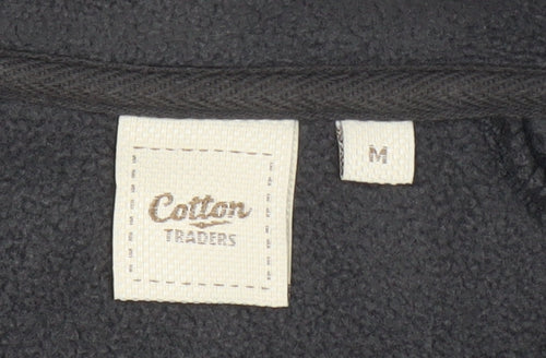 Cotton Traders Mens Black Fleece Zip Jacket Size M Outdoor Casual